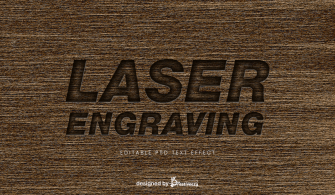 Laser engraving editable text effect in wooden texture