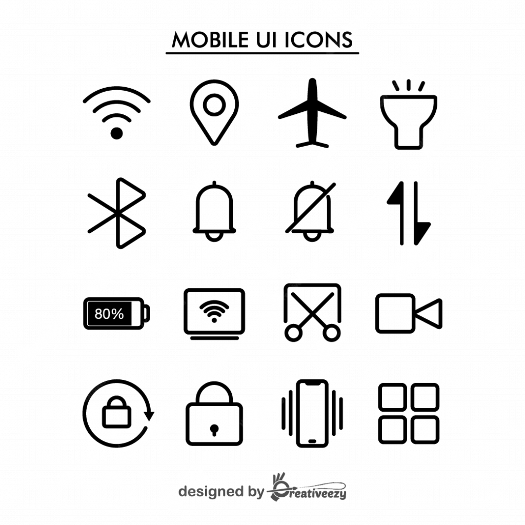 Mobile UI Icons Collection Set