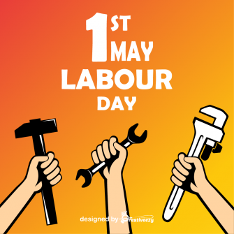 1st may labour day  worker tools with Graident Background