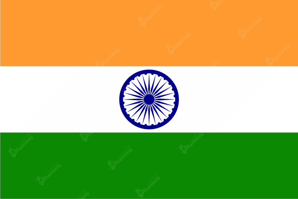 The National flag of India tricolor of deep saffron and dark green
