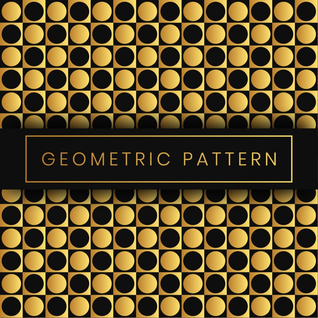 Round Box Golden Black Gradient Geometric Pattern