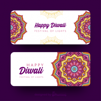 Happy diwali banners with beautiful rangoli