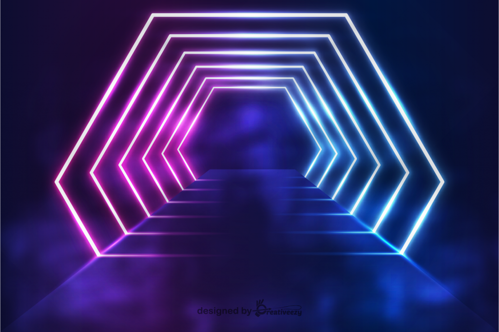 Realistic neon lights entrance background