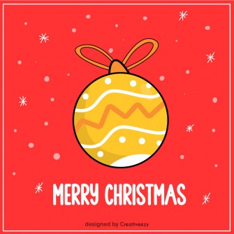 Christams ball and snow on red background christmas card design