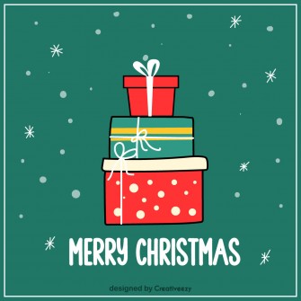 Colorful christmas gifts on green background vector card design