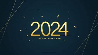 2024 golden premium elegant new year card design with a dark background