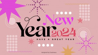 New year 2024 wishes flat vector colorful design