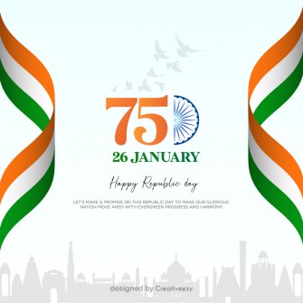 Republic day wishes with Indian flag and monuments vector design