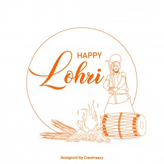 Happy lohri celebration bhangra dhol vector design