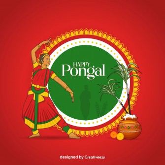 Harvest festival pongal joyful bharatanatayam vector design