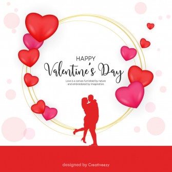 Happy valentines day card design with heart and romantic couple vectors