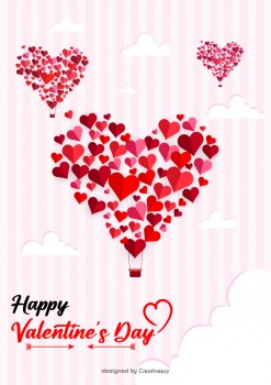 Romantic valentine's day pink hearts card design