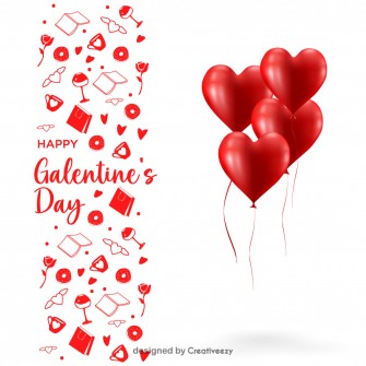 Happy galentines day with realistic balloons vector design