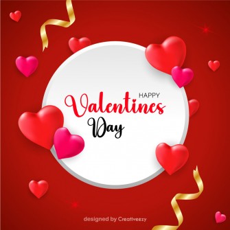 Happy valentines day red and white vector card design