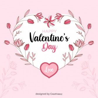 Happy valentines day wishes with a heart of flowers vector