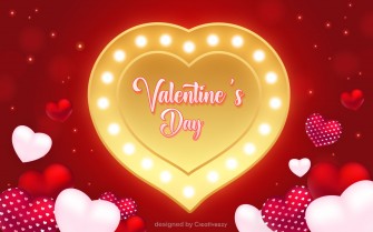 Romantic Valentine's Day Golden glowing heart vector design