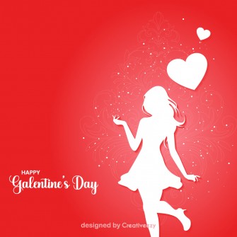 Galentines day girl heart white red vector design