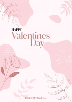 Pink Valentine's Day wishes with Flowers and Leaves vector design