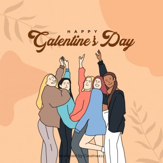 Galentines day wishes group of girls vector design