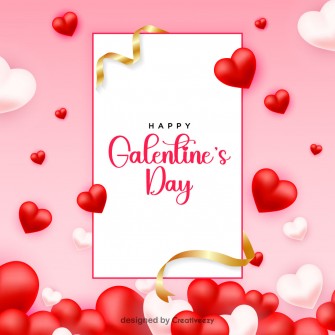 Happy galentines day red pink hearts with golden ribbons vector design