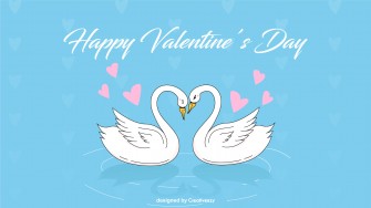 Swans in Love touch of Valentine's Day Magic blue white vector design