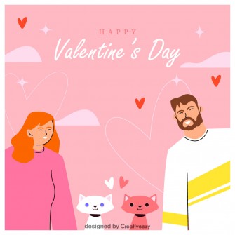 happy valentines couple flat character vector design