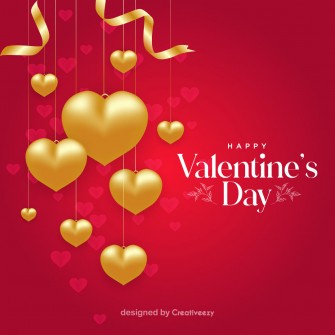 Shiny golden hearts happy valentines day vector design