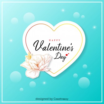 Happy Valentine's Day Card with a Flower and Butterfly vector