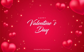 Happy Valentine's Day! Red Heart and Glowing lights vector design
