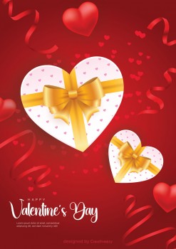 Happy Valentine's Day Wishes with Hearts and Ribbon