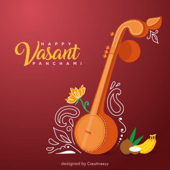 Veena illustration happy vasant panchami vector design