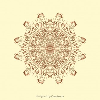 Radiant Brown Mandala Design Illustration on Beige Background