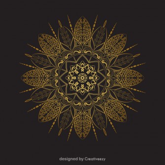Gold Mandala Intricate Design on Black, Symbolizes Prosperity Vector Illustration[