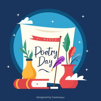 Poetry Day Playful Poetry Day Text, Light Blue-Green Background